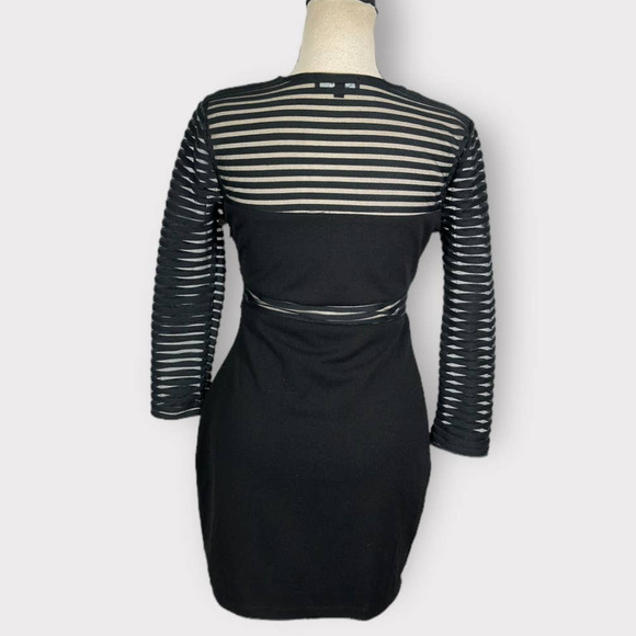 Lulu's Perfect Mesh Bodycon Mini Dress Women's Small Black 3/4 Sleeves NWT - Picture 5 of 12